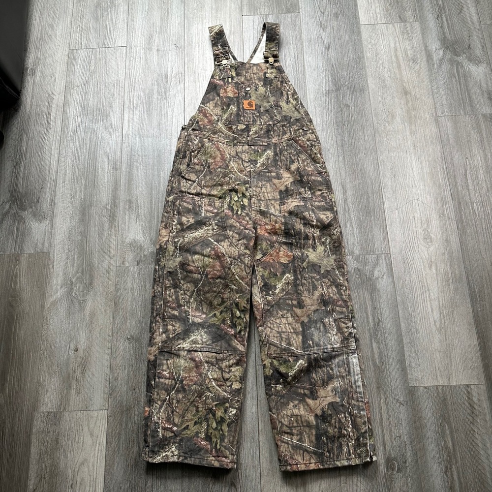 Carhartt Youth Boys Size 10 Camo Bib Overalls Mossy Oak Insulated